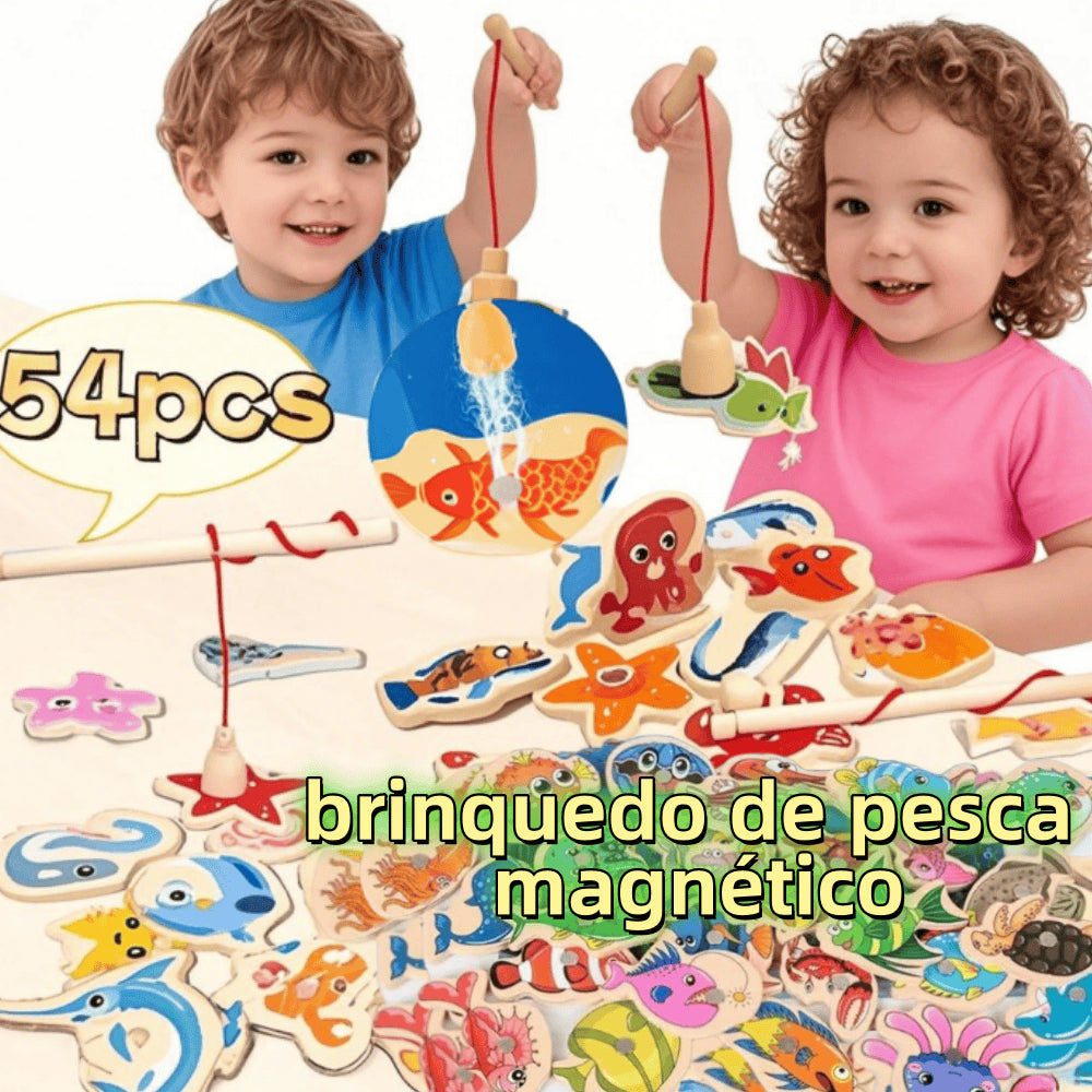 Brinquedo Magnética Infantil Pescaria 51 Peixes + 3 Varinhas Cor 51pz